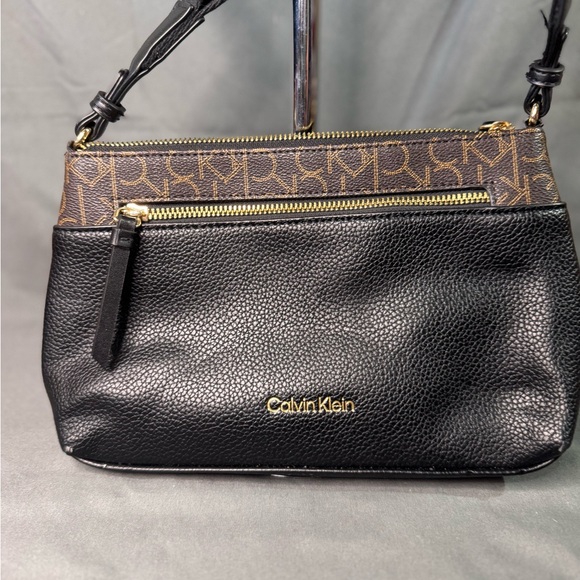 Calvin Klein Black and Brown Shoulder Bag - Picture 1 of 5
